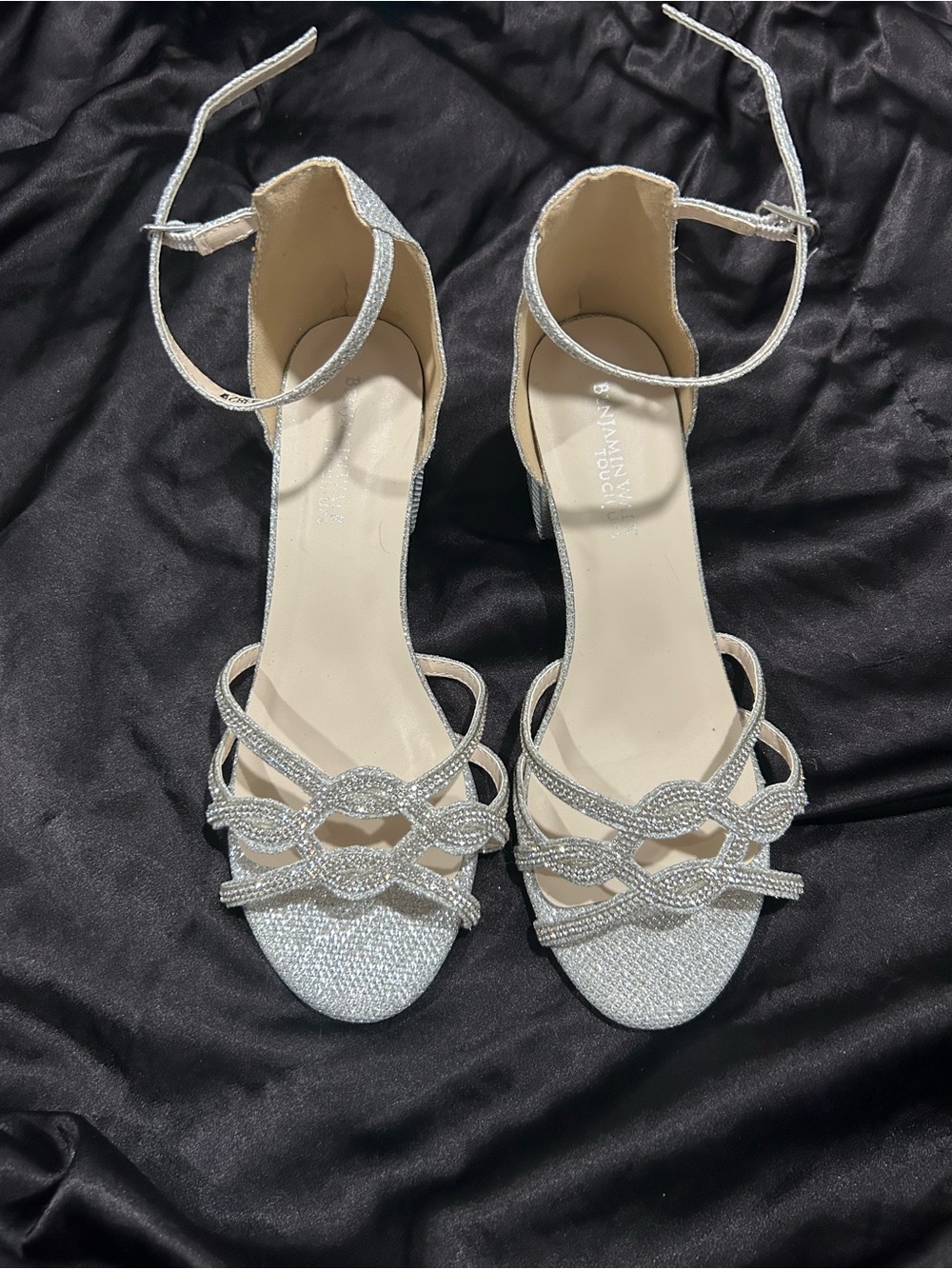 Benjamin Walk Silver Crystal-Strap Open-Toe Heels - Picture 4 of 4